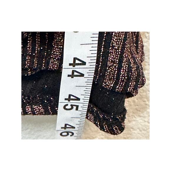 Zara Metallic Copper Black Wrap Dress Midi Short Sleeve V-Neck Party New Year L - Picture 6 of 6